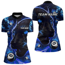Load image into Gallery viewer, Personalized Blue 8 Ball Pool Panther 3D Billiard Shirts For Women, Team League Billiard Jerseys TDM3738