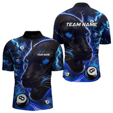 Load image into Gallery viewer, Personalized Blue 8 Ball Pool Panther 3D Billiard Shirts For Men, Team League Billiard Jerseys TDM3738