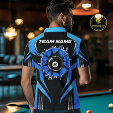 Load image into Gallery viewer, Black And Blue 8 Ball Break Billiard Shirt For Men Custom Pool Team Jersey Polo &amp; Quarter Zip TDM6100