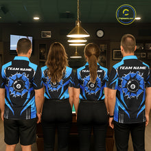 Load image into Gallery viewer, Black And Blue 8 Ball Break Billiard Shirt For Men Custom Pool Team Jersey Polo &amp; Quarter Zip TDM6100