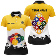 Load image into Gallery viewer, Personalized Yellow 9 Ball Pool Billiard Shirts For Women, Billiard 9 Ball Team Shirts Jerseys TDM1831