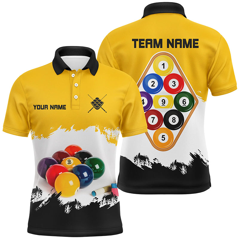 Personalized Yellow 9 Ball Pool Billiard Shirts For Men, Billiard 9 Ball Team Shirts Jerseys TDM1831