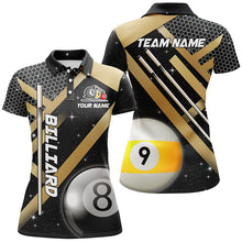 Load image into Gallery viewer, Black Jerseys Billiard 8 Ball &amp; 9 Ball Women Pool Shirts Customized Unique Billiard Uniform |Yellow TDM2036