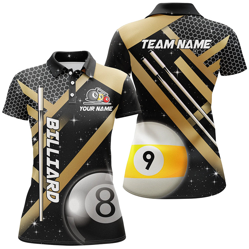 Black Jerseys Billiard 8 Ball & 9 Ball Women Pool Shirts Customized Unique Billiard Uniform |Yellow TDM2036
