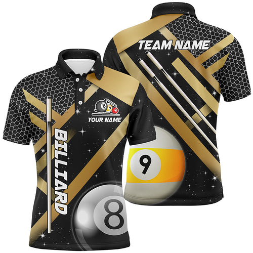 Black Jerseys Billiard 8 Ball & 9 Ball Men Pool Shirts Customized Unique Billiard Uniform |Yellow TDM2036
