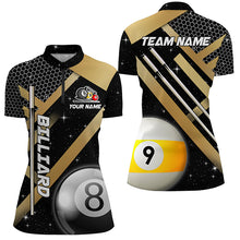 Load image into Gallery viewer, Black Jerseys Billiard 8 Ball &amp; 9 Ball Women Pool Shirts Customized Unique Billiard Uniform |Yellow TDM2036