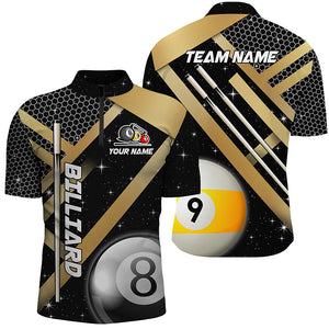 Black Jerseys Billiard 8 Ball & 9 Ball Men Pool Shirts Customized Unique Billiard Uniform |Yellow TDM2036