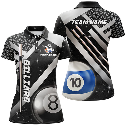 Personalized Black Jerseys Billiard 8 Ball & 10 Ball Women Pool Shirts Custom Unique Billiard Uniform TDM2038