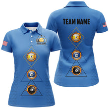 Load image into Gallery viewer, Customized Billiard 8 Ball 9 &amp; Ball 10 Ball Shirts For Women, Unique Team Jersey Blue Billiard Shirt TDM2254