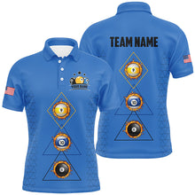 Load image into Gallery viewer, Customized Billiard 8 Ball 9 &amp; Ball 10 Ball Shirts For Men, Unique Team Jersey Blue Billiard Shirt TDM2254