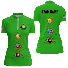 Load image into Gallery viewer, Customized Billiard 8 Ball 9 &amp; Ball 10 Ball Shirts For Women, Unique Team Jersey Green Billiard Shirt TDM2255