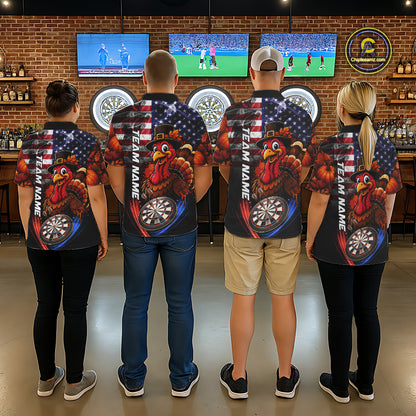 American Flag Smoke Turkey Darts Shirt For Women Custom Patriotic Thanksgiving Darts Team Jersey TDM7262