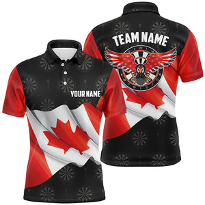 Waving Canada Flag Men Darts Polo & Quarter-Zip Shirt Custom Eagle Patriotic Darts Jersey Shirt TDM2509