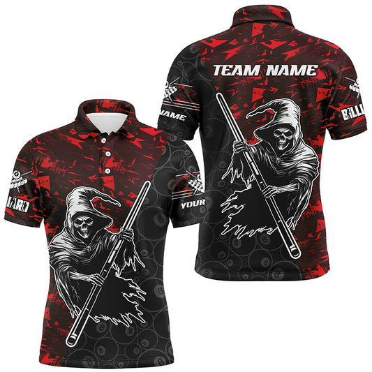 Personalized Red Abstract Grim Reaper Men Billiard Shirts, Halloween  Billiard Jerseys TDM2761