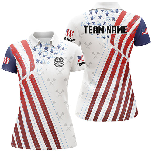 American Flag Darts Pattern Custom Darts Polo & 1/4 Zip Shirts For Women, Patriotic Dart Jerseys TDM2769