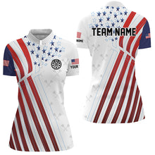 Load image into Gallery viewer, American Flag Darts Pattern Custom Darts Polo &amp; 1/4 Zip Shirts For Women, Patriotic Dart Jerseys TDM2769