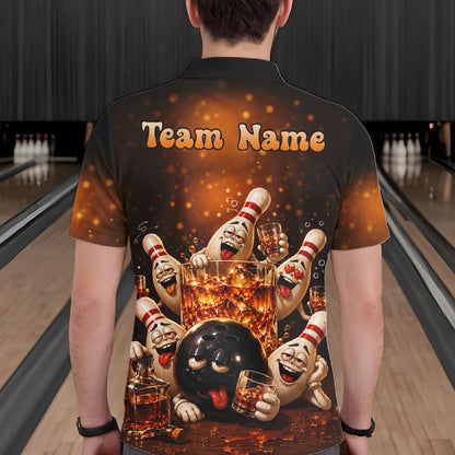 Funny Whiskey Drunk Bowling Shirts For Men Custom Vintage Bowling Team Jersey, Bowling Gifts TDM7914