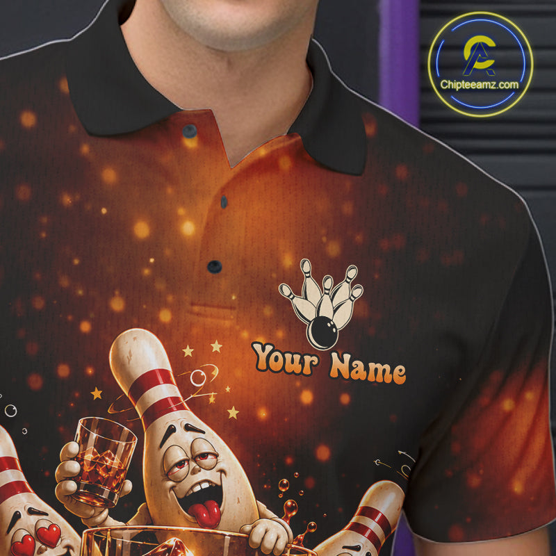 Funny Whiskey Drunk Bowling Shirts For Men Custom Vintage Bowling Team Jersey, Bowling Gifts TDM7914