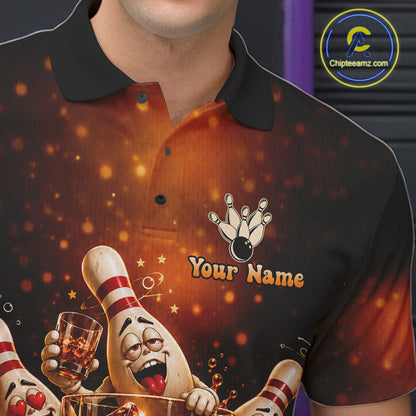Funny Whiskey Drunk Bowling Shirts For Men Custom Vintage Bowling Team Jersey, Bowling Gifts TDM7914