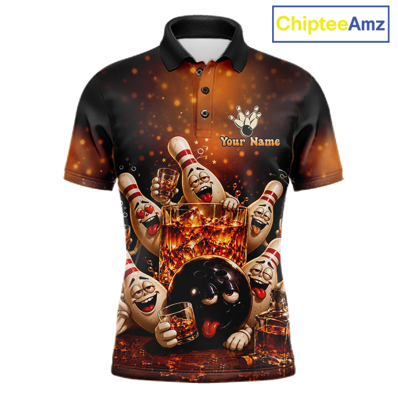 Funny Whiskey Drunk Bowling Shirts For Men Custom Vintage Bowling Team Jersey, Bowling Gifts TDM7914