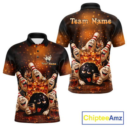 Funny Whiskey Drunk Bowling Shirts For Men Custom Vintage Bowling Team Jersey, Bowling Gifts TDM7914