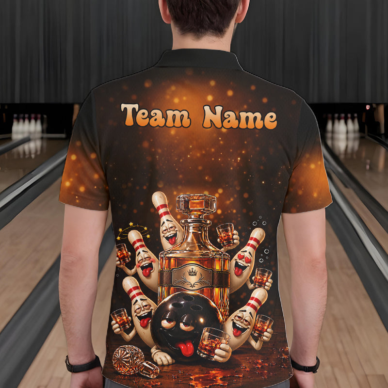 Funny Drunk Bowling Pins Whiskey Vintage Bowling Shirts For Men Custom Bowling Team Jersey TDM7915