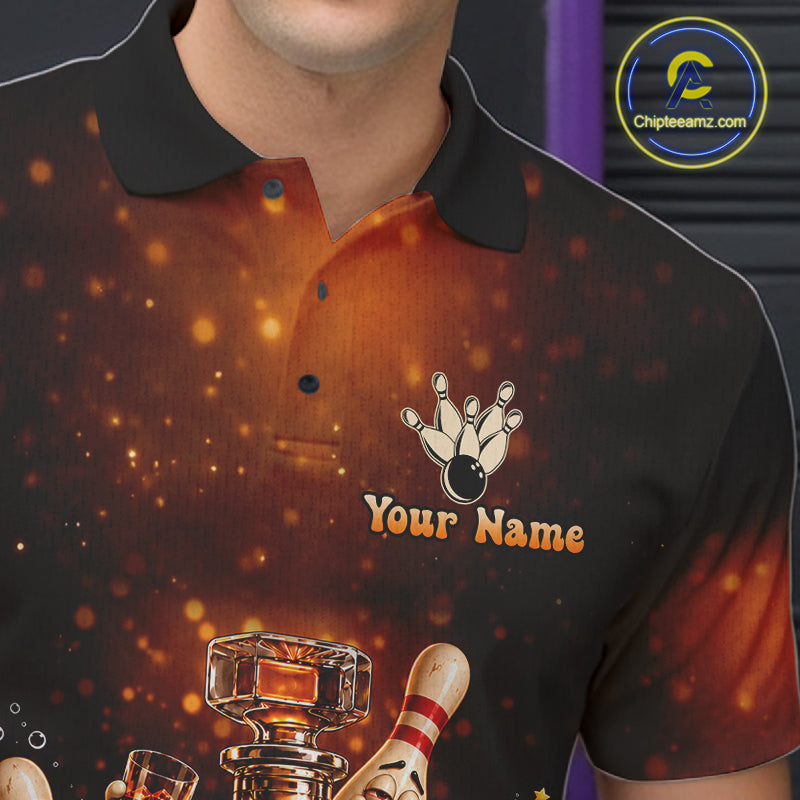 Funny Drunk Bowling Pins Whiskey Vintage Bowling Shirts For Men Custom Bowling Team Jersey TDM7915