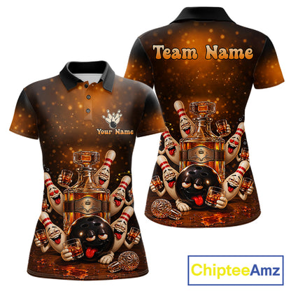 Funny Drunk Bowling Pins Whiskey Vintage Bowling Shirts For Women Custom Bowling Team Jersey TDM7915