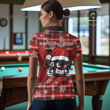 Load image into Gallery viewer, Funny Santa 8 Ball Pool Women&#39;s Billiard Shirt Custom Red Plaid Snowflake Christmas Billiard Jersey TDM5223