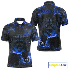 Load image into Gallery viewer, Blue 8 Ball Panther Fire Billiard Shirt For Men Custom Pool Team Shirt, Billiard League Jersey TDM5484
