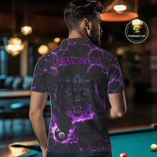 Load image into Gallery viewer, Purple 8 Ball Panther Fire Billiard Shirt For Men Custom Pool Team Shirt, Billiard League Jersey TDM5485