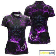 Load image into Gallery viewer, Purple 8 Ball Panther Fire Billiard Shirt For Women Custom Pool Team Shirt, Billiard League Jersey TDM5485
