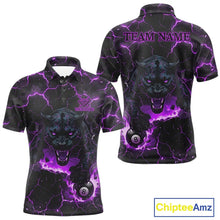 Load image into Gallery viewer, Purple 8 Ball Panther Fire Billiard Shirt For Men Custom Pool Team Shirt, Billiard League Jersey TDM5485