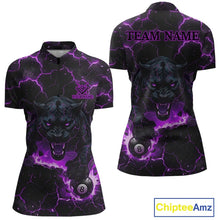 Load image into Gallery viewer, Purple 8 Ball Panther Fire Billiard Shirt For Women Custom Pool Team Shirt, Billiard League Jersey TDM5485