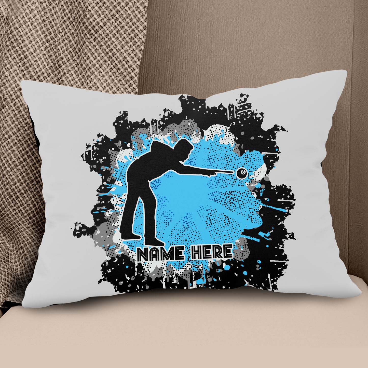 Personalized Grunge Billiard Throw Pillows, Custom Adjustable Pillow For Pool Lover TDM0927