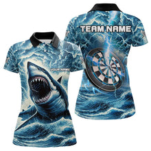 Load image into Gallery viewer, Personalized Shark Blue Lightning Darts Polo &amp; Quarter Zip Custom Dart Shirts For Women Dart Jerseys TDM3442