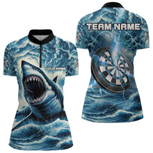 Load image into Gallery viewer, Personalized Shark Blue Lightning Darts Polo &amp; Quarter Zip Custom Dart Shirts For Women Dart Jerseys TDM3442