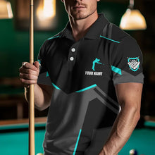 Load image into Gallery viewer, Billiard Jerseys For Men Custom Polo &amp; 1/4 Zip Billiard Shirts, Team Pooler Short Sleeve |Turquoise TDM3741