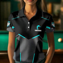 Load image into Gallery viewer, Billiard Jerseys For Women Custom Polo &amp; 1/4 Zip Billiard Shirts, Team Pooler Short Sleeve |Turquoise TDM3741