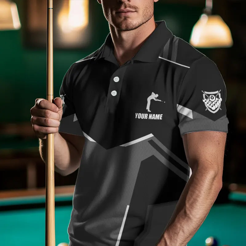 Billiard Jerseys For Men Custom Polo & Quarter-Zip Billiard Shirts, Team Pooler Short Sleeve |White TDM3742