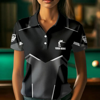 Billiard Jerseys For Women Custom Polo & Quarter-Zip Billiard Shirts, Team Pooler Short Sleeve |White TDM3742