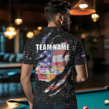 Load image into Gallery viewer, Personalized Grunge Black American Flag Billiard Shirts For Men Custom 8 Ball Pool Billiard Jersey TDM3743
