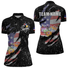 Load image into Gallery viewer, Personalized Grunge Black American Flag Billiard Shirts For Women Custom 8 Ball Pool Billiard Jersey TDM3743