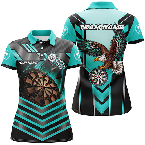 Personalized Turquoise Dartboard Light Custom Eagle Darts Shirts For Women, Darts Apparel Jerseys TDM2050