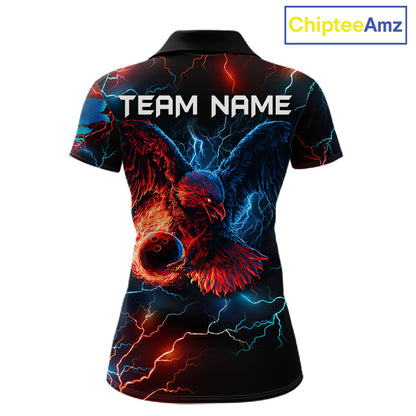 Custom Blue And Red Lightning Eagle Bowling Shirts For Women Custom Bowling League Team Jersey TDM7556