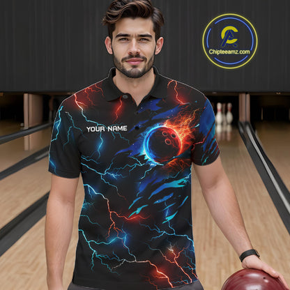 Custom Blue And Red Lightning Cobra Snake Bowling Shirts For Men Custom Bowling League Team Jersey TDM7557