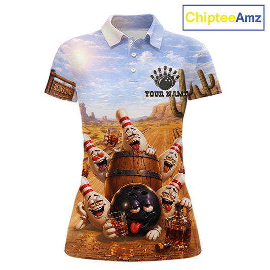 Funny Desert Bowling Pins Drunk Bowling Shirts For Women Custom Drinking Bowling Team Jersey TDM7566
