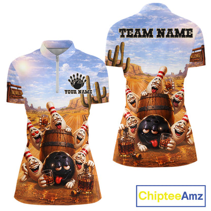 Funny Desert Bowling Pins Drunk Bowling Shirts For Women Custom Drinking Bowling Team Jersey TDM7566