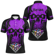 Load image into Gallery viewer, Personalized Skull Billiard Balls Funny Pool Shirts For Men, Unique Billiard Jersey Apparel |Purple TDM2777