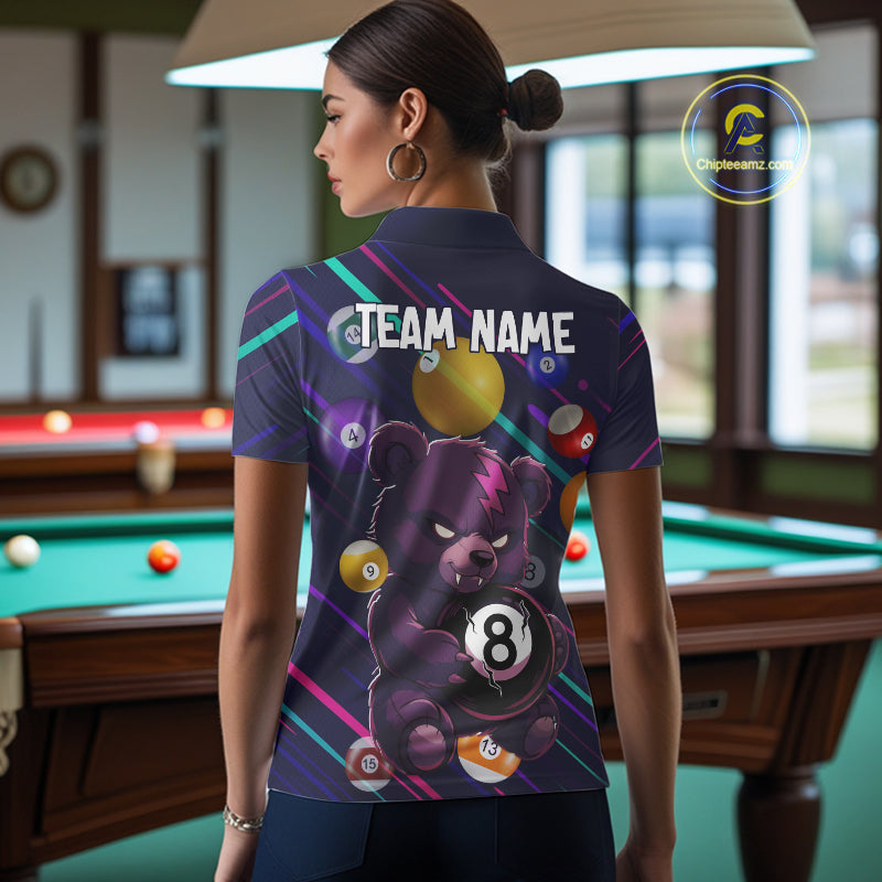 Personalized Funny Bear 8 Ball Billiard Shirt For Women Custom Billiard Jersey, Pool Team Shirts TDM5234